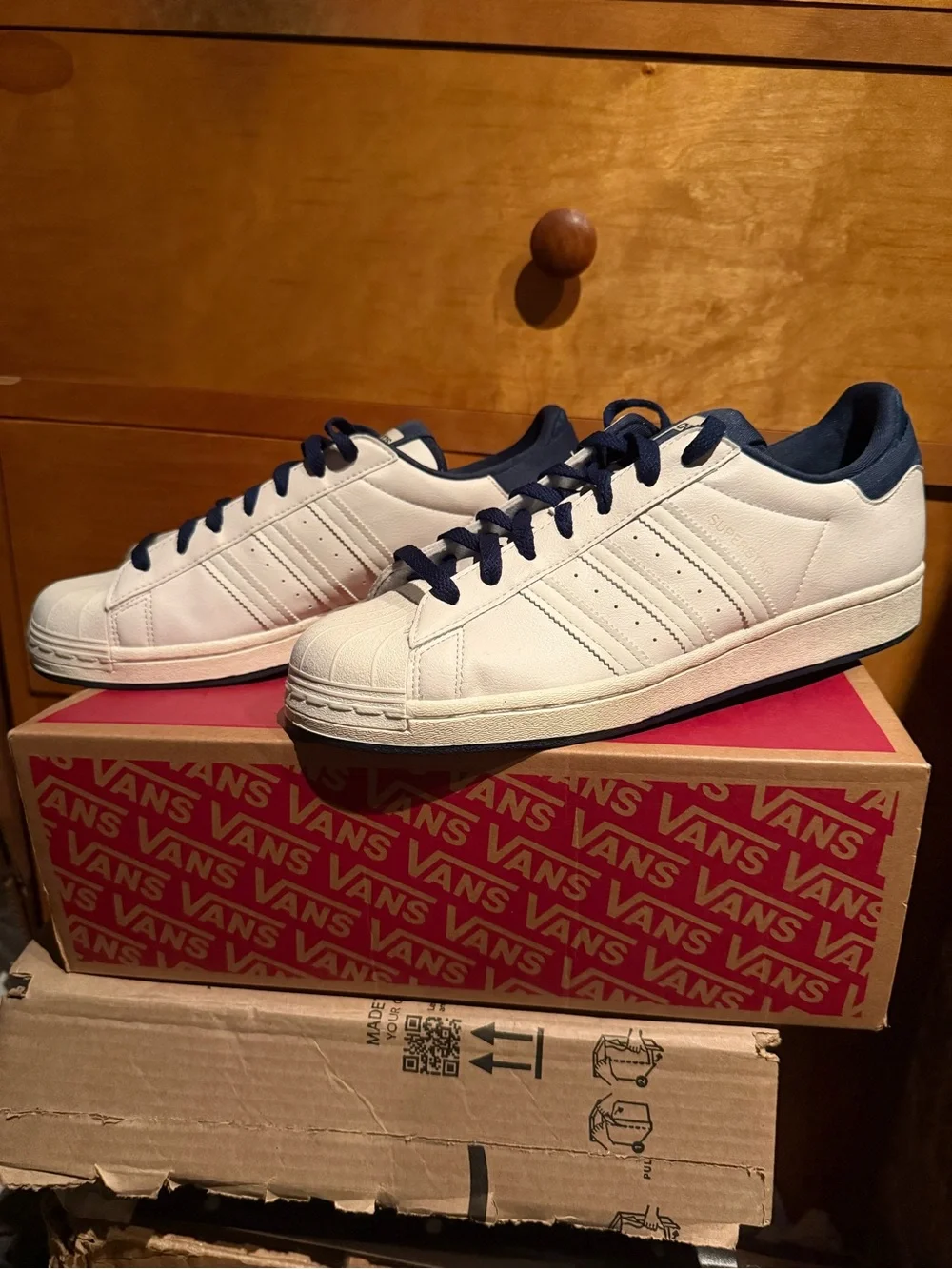 adidas Parley Superstar Shell Toe White Navy Blue Accents Shoes